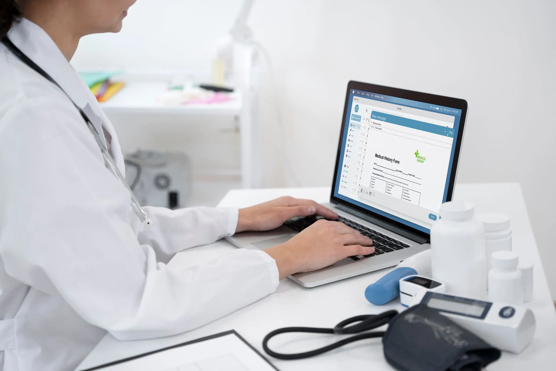 doctor writing about routine medical checkup